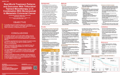 Real-world treatment patterns and outcomes with trifluridine/tipiracil monotherapy or in combination with bevacizumab in metastatic colorectal cancer.